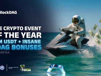 The official BlockDAG logo celebrating its successful $330 million presale raise and announcing the final opportunity to invest before the global launch.