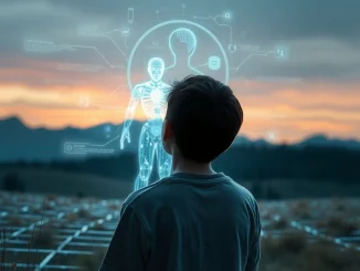 A US teen engaging with an AI companion, illustrating the growing trend of digital intimacy and its impact on human connection.
