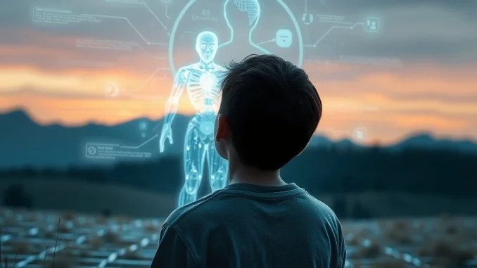 A US teen engaging with an AI companion, illustrating the growing trend of digital intimacy and its impact on human connection.