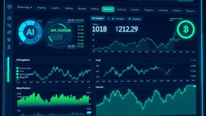 AI-enhanced crypto APIs driving automated trading strategies on a futuristic dashboard
