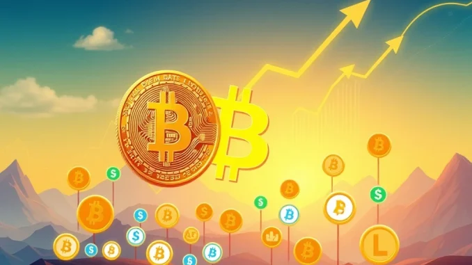 Illustrating altcoin gains accelerating as crypto capital rotation shifts funds from Bitcoin to various altcoins.