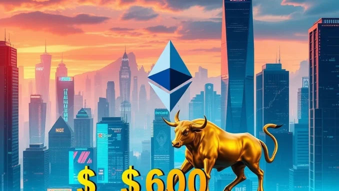 An upward trending chart with the Ethereum logo, representing the potential for Altseason and ETH price breaking $4,000.