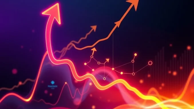 A chart showing AWE crypto's dramatic 701% price surge, illustrating rapid growth from strategic partnerships and blockchain upgrades.