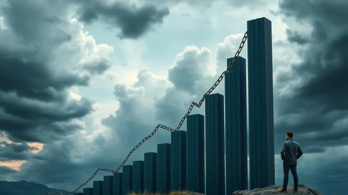 A dramatic chart showing the BAR token's sharp decline, symbolizing the current BAR token crisis amidst regulatory challenges.