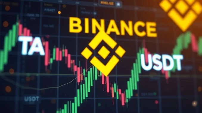 A digital display showing Trusta.AI (TA) on Binance Alpha trading interface, symbolizing a new crypto listing opportunity.