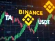 A digital display showing Trusta.AI (TA) on Binance Alpha trading interface, symbolizing a new crypto listing opportunity.