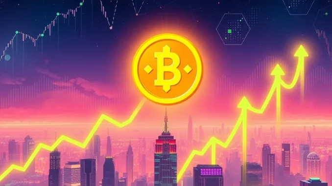 Visualizing Binance Coin's (BNB) impressive surge to a record high, reflecting its ecosystem's robust growth and market dominance.