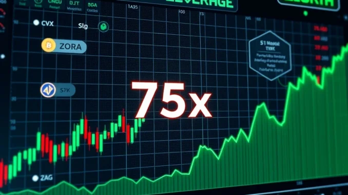 Binance Futures platform showcasing 75x leverage options for altcoin contracts, highlighting market volatility and high-stakes crypto trading.
