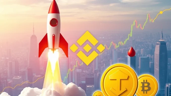 Dynamic crypto trading charts illustrate Binance Futures' new 50x leverage contracts for ZORAUSDT and TAGUSDT, highlighting market excitement.