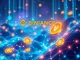 A visual representation of the Binance VRA Airdrop, with digital tokens being distributed, symbolizing crypto rewards and the expansion of DeFi adoption.