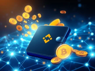 Binance Wallet icon with a shower of BTR tokens and BNB coins, symbolizing the Bitlayer Acceleration Plan and airdrop.