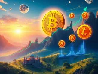 Chart showing Bitcoin's surge and altcoins like LILPEPE, XRP, HBAR, SPX6900 targeting significant gains in today's Bitcoin news.