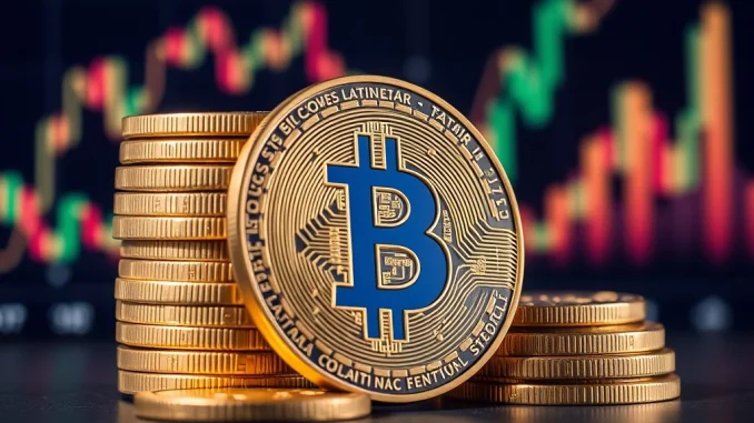 Bitcoin-backed loans on Coinbase reaching $1 billion in collateral, symbolizing the growth of crypto lending.