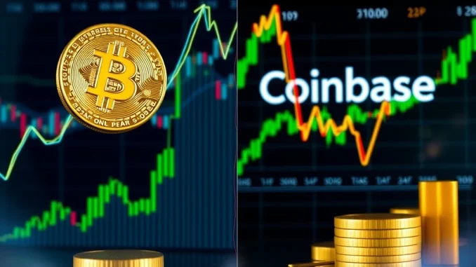 Bitcoin rising while Coinbase stock falls in a pair trade strategy