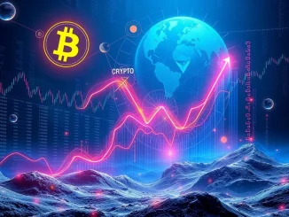 A chart showing an upward trend for Bitcoin price and Ethereum, symbolizing a potential crypto surge driven by credit expansion.