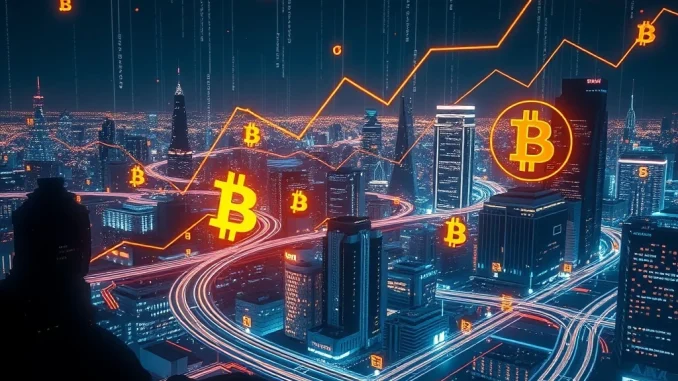 Charts and digital currency symbols illustrating the shift in the Bitcoin news and crypto market due to institutional inflows.