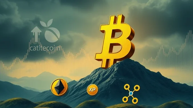 A powerful Bitcoin symbol asserts its dominance over smaller altcoin symbols, illustrating the current shift in crypto market dynamics.