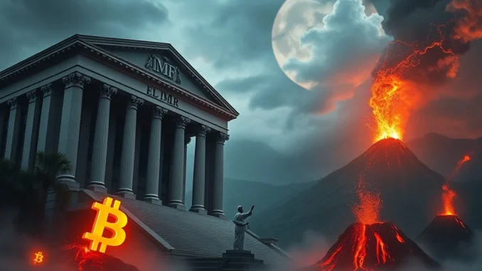 El Salvador's Bitcoin journey confronts IMF conditions, symbolizing the global struggle for crypto adoption in traditional financial institutions.