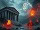 El Salvador's Bitcoin journey confronts IMF conditions, symbolizing the global struggle for crypto adoption in traditional financial institutions.