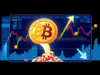 A visual representation of significant Bitcoin deposits moving into a crypto exchange, illustrating the impact on the BTC market.