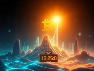 A digital graph depicting the explosive surge in Bitcoin price, driven by significant institutional adoption and anticipation of the upcoming Bitcoin halving.