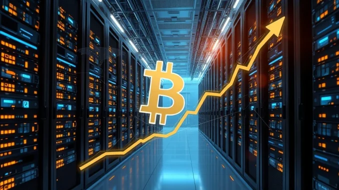 Unprecedented Bitcoin Hashrate Soars to 955 EH/s: A Deep Dive into Robust Crypto Mining Growth A visual representation of Bitcoin's hashrate surge, illustrating robust network security and significant Bitcoin mining growth.