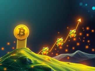 A vibrant chart showing Bitcoin's price surging, illustrating the robust crypto market and the impressive LILPEPE presale growth.