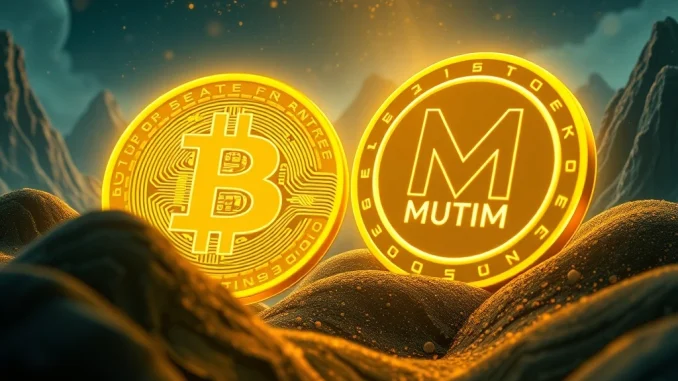 Mutuum Finance MUTM token and Bitcoin symbolizing DeFi innovation and high returns