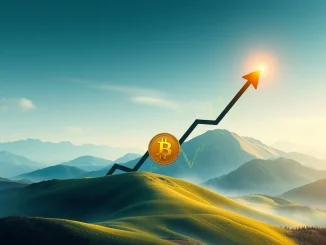 A visual representation of Bitcoin price consolidating, showing an arrow poised for a potential BTC breakout.