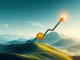 A visual representation of Bitcoin price consolidating, showing an arrow poised for a potential BTC breakout.