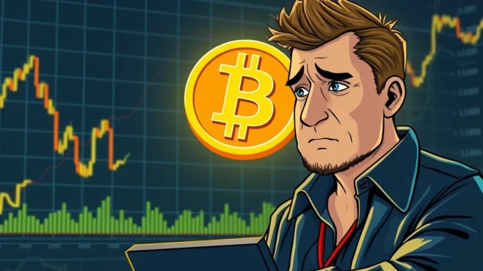 Bitcoin price drop below $105,000 on Binance with a downward trend graph.