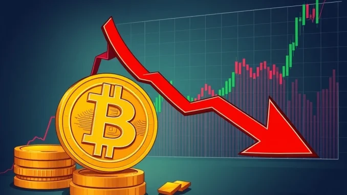 Alarming BTC Price Drop: Bitcoin Falls Below $119,000 A chart showing an alarming BTC price drop below $119,000, illustrating Bitcoin market volatility.