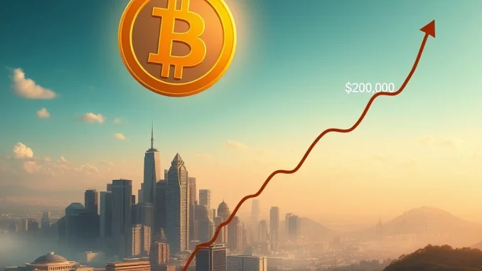 Chart showing Bitcoin's price surge to $200K, representing Bernstein's bullish Bitcoin price prediction driven by institutional adoption.
