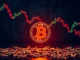 A visual representation of a significant BTC price drop on a chart, signaling crypto market volatility.