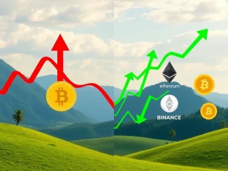 Chart showing a Bitcoin price slump while altcoins surge, illustrating the dramatic shift in cryptocurrency market dominance.