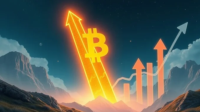 A visual representation of the BTC price soaring above $116,000, illustrating Bitcoin's strong market performance and upward trajectory.