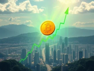 A digital chart showing the Bitcoin price line surging dramatically past the $113,000 mark, indicating a significant BTC price increase.