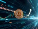 Visualizing Bitcoin price reaching a key resistance level, with indicators pointing towards a potential surge to $136K.