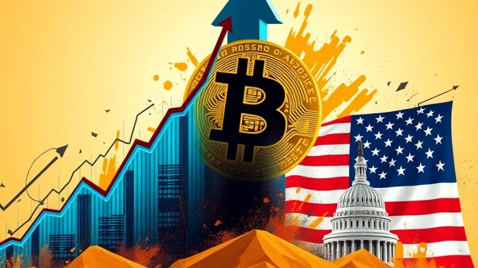 Chart showing a massive Bitcoin surge after the US government establishes a Bitcoin Reserve, signaling a new era for digital assets.