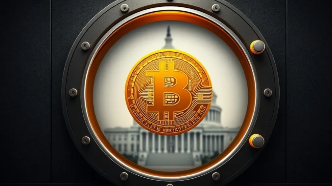 A secure vault representing a strategic Bitcoin Reserve, highlighting the US Bitcoin strategy and its long-term implications.