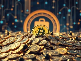 Illustrates Bitcoin scarcity as digital coins vanish, symbolizing the permanent loss of 7.5% of Bitcoin's supply and its impact on value.