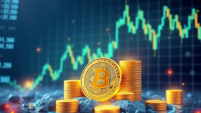 Bitcoin towering over altcoins in a cryptocurrency market dominance scene