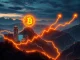 A chart illustrating a significant Bitcoin surge, visually representing the impact of record Spot Bitcoin ETF inflows and positive macroeconomic factors on its price.