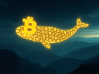 An illustration depicting a massive Bitcoin transfer, showing a large sum of BTC moving from Coinbase to an unknown wallet, representing significant crypto whale activity.
