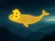 An illustration depicting a massive Bitcoin transfer, showing a large sum of BTC moving from Coinbase to an unknown wallet, representing significant crypto whale activity.