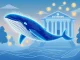 A digital Bitcoin whale transferring a large sum of BTC to a secure institutional platform, symbolizing the significant Coinbase Institutional move.