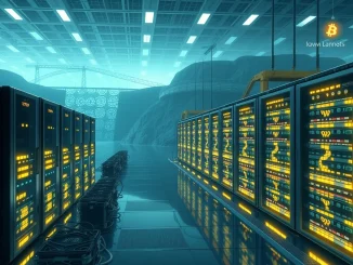 An illustration depicting Bitzero's sustainable crypto mining operations, highlighting the strategic Bitzero Funding and the deployment of advanced Bitmain S21 Pro units for efficient blockchain infrastructure.