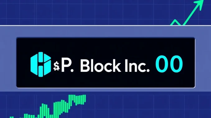 Block Inc. logo integrated into the S&P 500 index, signifying increased Bitcoin exposure in traditional finance.