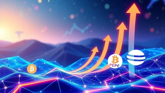 Depicts BlockDAG and other leading altcoins like Solana DeFi projects, Sei, PEPE, and Jupiter, driving crypto innovation.