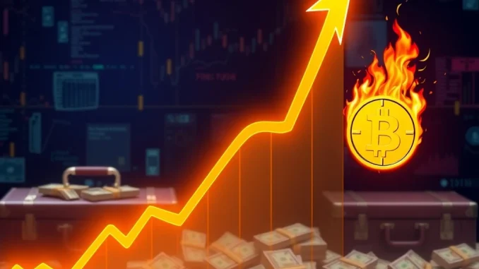 A digital graph showing a dramatic BNB price surge, representing Binance Coin reaching an all-time high amidst institutional crypto adoption.